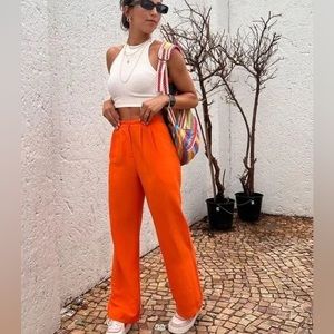 Wide leg orange pants